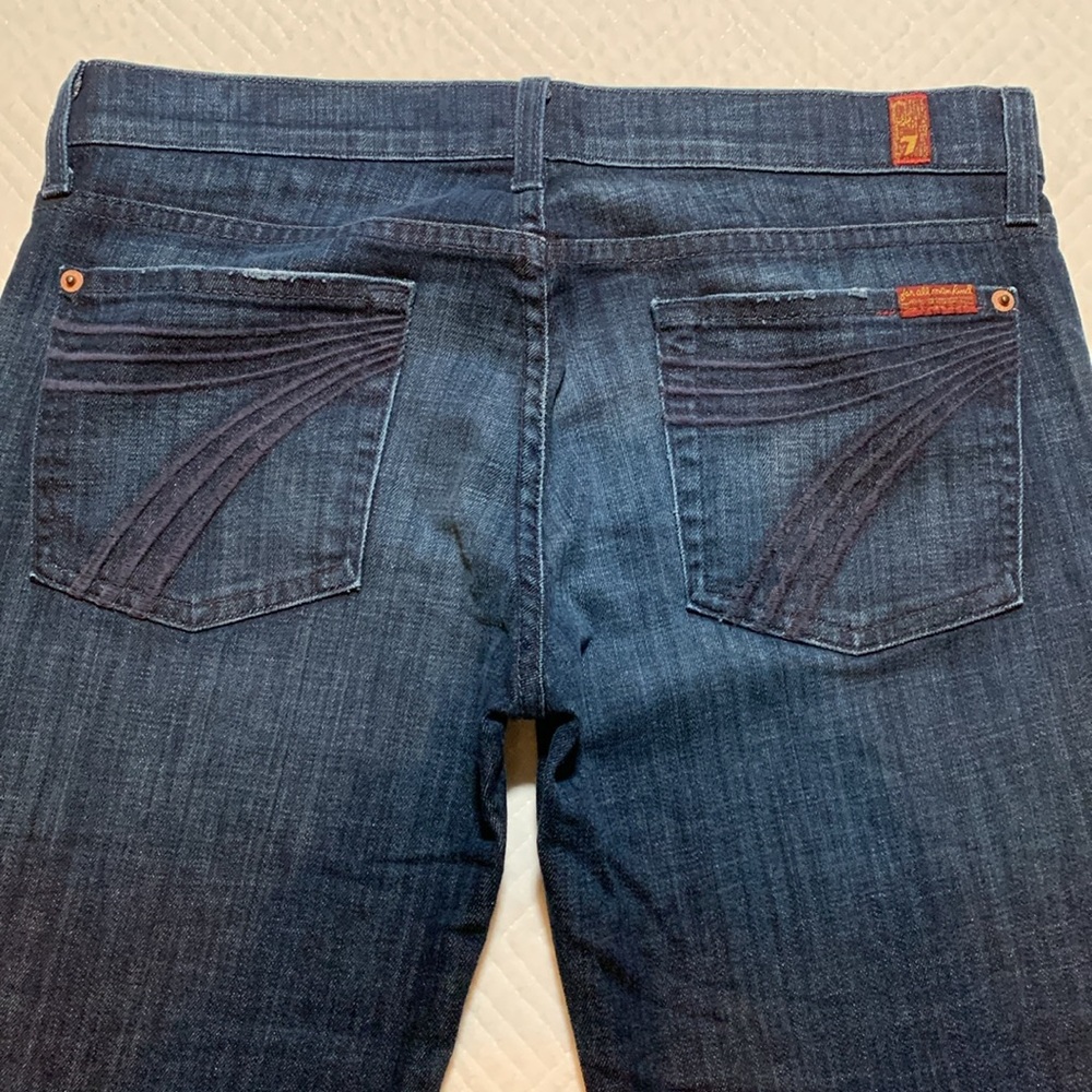 7 for All Mankind 7FAM Dojo Crop Jeans, Dark Wash Denim, Wide Leg, Size 29 - Picture 6 of 16